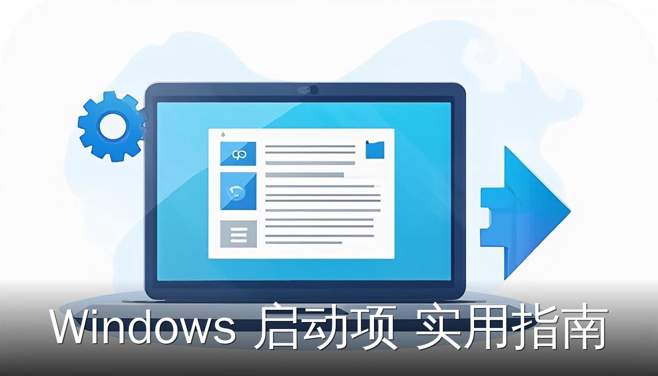 Windows启动项管理指南封面图，展示电脑和启动设置图标