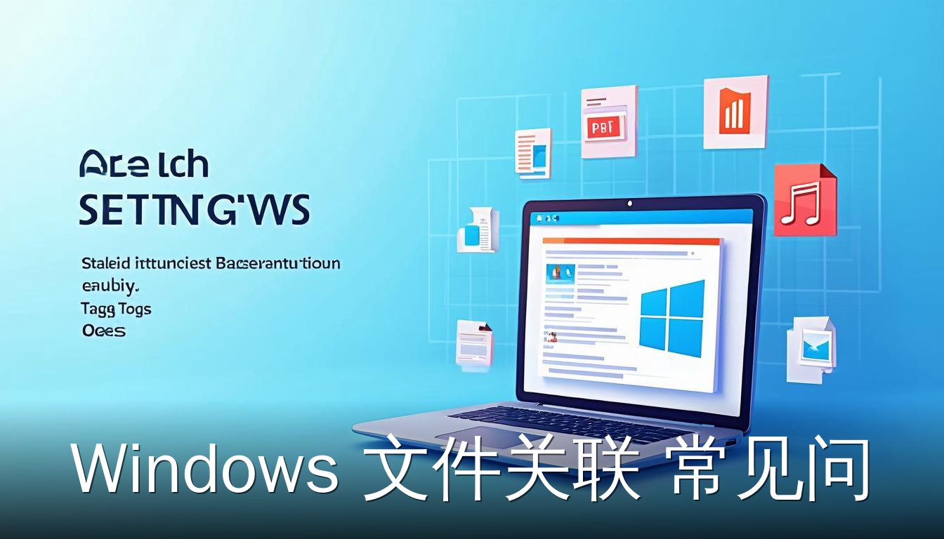 Windows 文件关联常见问题，笔记本电脑屏幕显示设置界面与文件类型图标