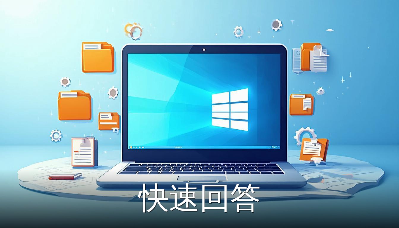 Windows系统桌面与文件管理、设置入口的扁平插画