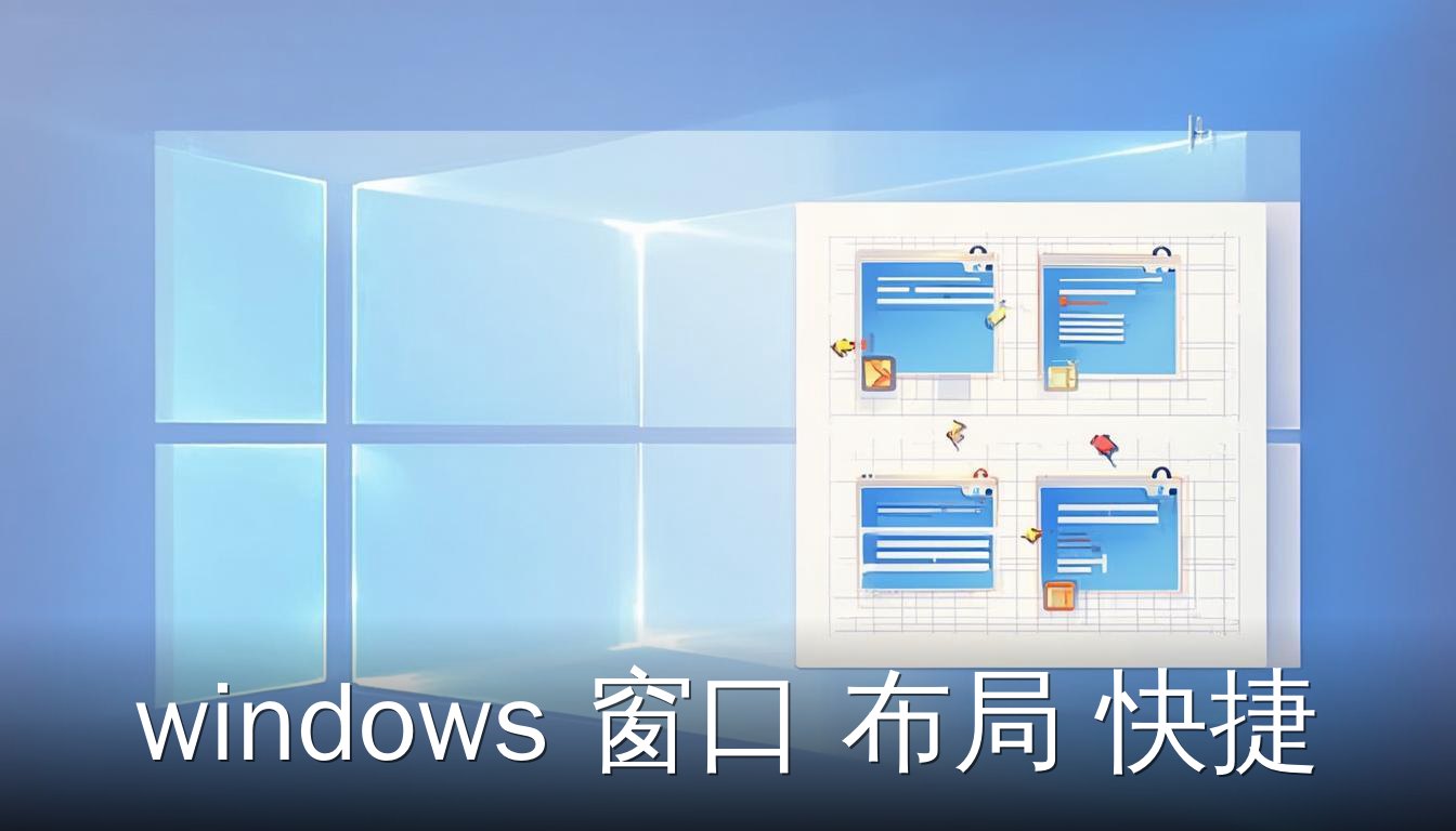 Windows 窗口布局快捷键功能示意图，显示Win+Z调出的布局菜单和贴靠窗口
