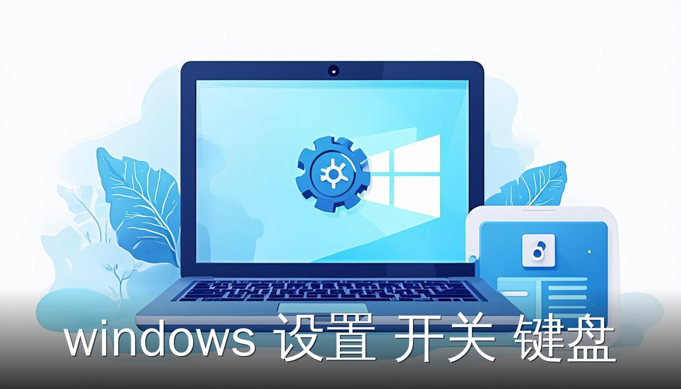 Windows 设置中开关键盘的示意图，展示设置界面和键盘图标